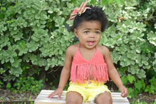 Reversible Girls Fringe Bathing Suit/ halter top