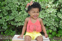 Reversible Girls Fringe Bathing Suit/ halter top