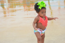 Reversible Girls Fringe Bathing Suit/ halter top