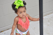 Reversible Girls Fringe Bathing Suit/ halter top
