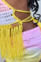 Pink Lemonade Crochet Fringe Halter Top